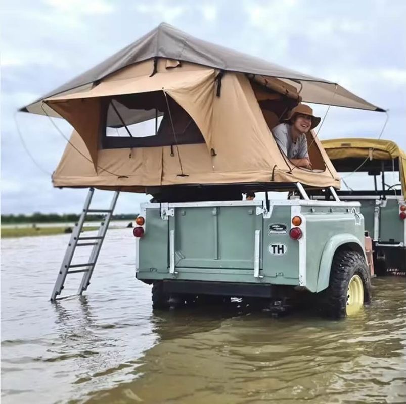 4WD Canvas Offroad Camping Rooftop Car Tent With Awning 1400D Waterproof Fabric PVC Roof